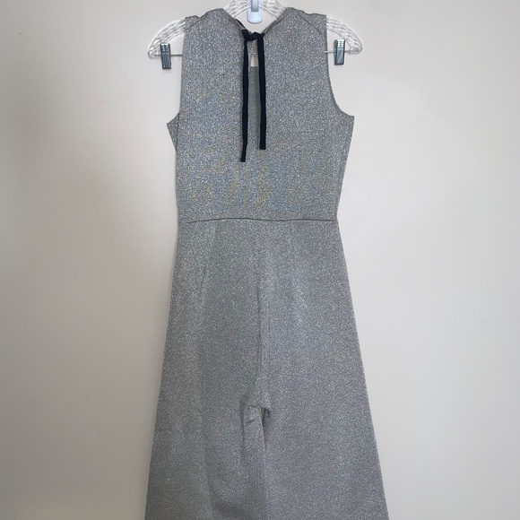 J. Crew Madison Lurex Sweater Metallic Silver Wide Leg Jumpsuit XS - Picture 4 of 11